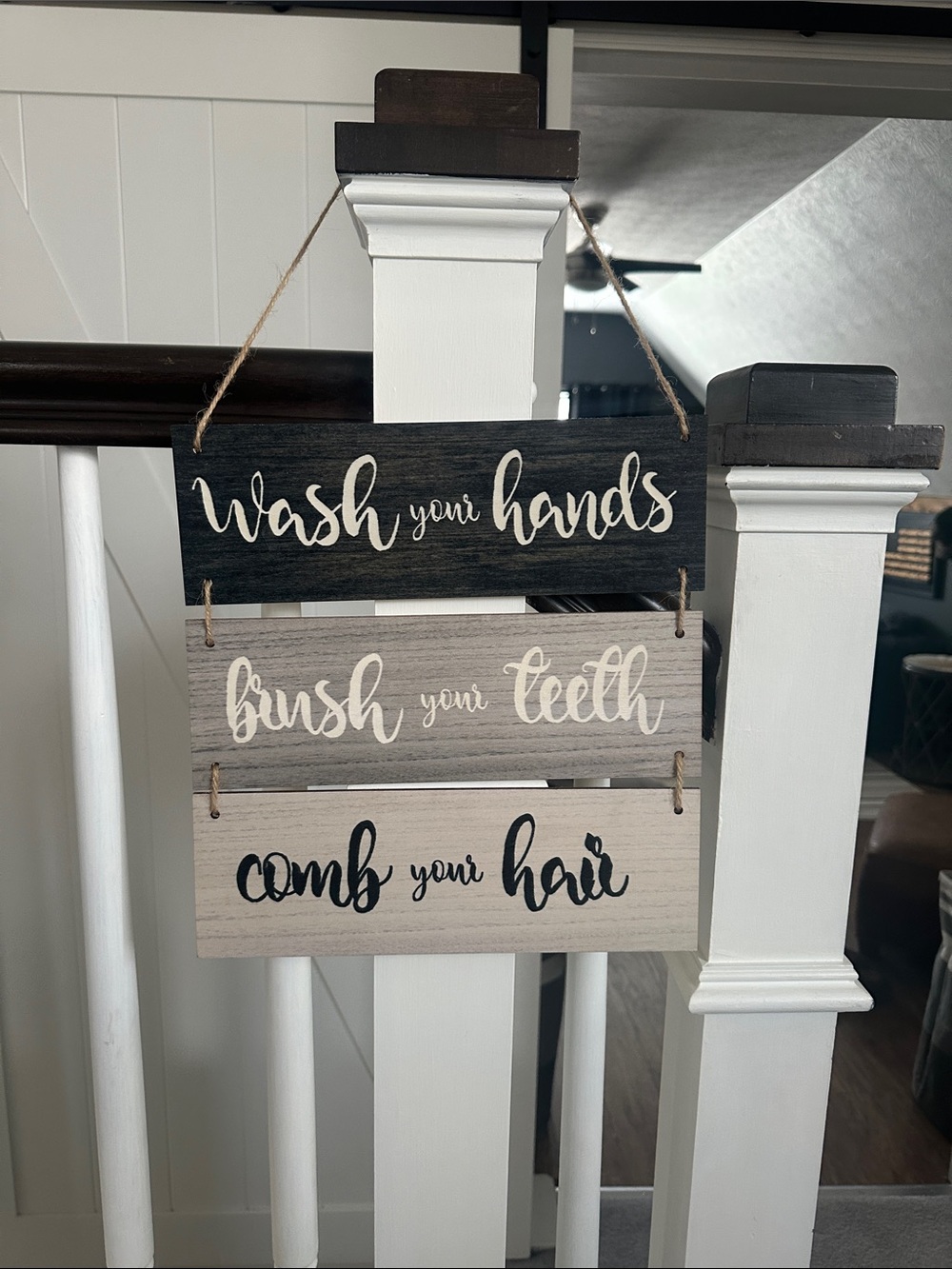 Rustic Neutral 'Wash Your Hands' Hanging Wall Sign - Unbranded